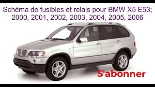 Schéma de fusibles et relais pour BMW X5 / E53 / 2000 / 2001 / 2002 / 2003 / 2004 / 2005 / 2006.