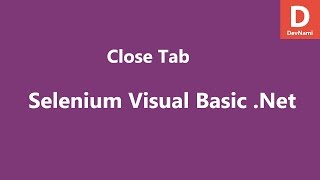 Selenium Visual Basic .Net Close Tab