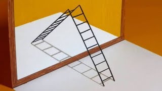 How to Draw a 3D Ladder in a Mirror - Trick Art for Kids and Beginners