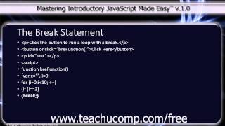 JavaScript Training Tutorial The Break Statement