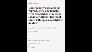 Contraceptive use among reproductive-age females with disabilities in central Sidama ... | RTCL.TV