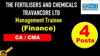 FACT Recruitment 2023 | Management Trainee Finance | CA CMA Jobs