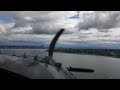 sea plane towards downtown seattle