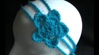 How to Crochet a 3 Strand Headband with Flower Part 1 of 2