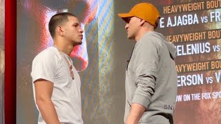 EDGAR BERLANGA GOES FACE TO FACE WITH MARCELO COCERES IN FIRST FACE OFF AT FINAL PRESS CONFERENCE