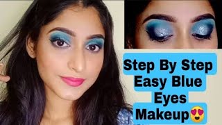 Soft Blue And Glitter Smokey Eye Makeup Tutorial💓Party Makeup Look😍Muskan Singh❤😘 #eyemakeuptutorial