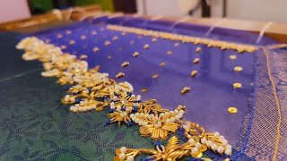 Net cloth aari work blouse design | bridal Aari work blouse design | beads work | Tamil | bhuvana