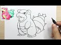 how to draw slowpoke ヤドン yadon with colorful markers pokemon easy and fun for beginners