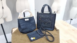 DIY How to make 3 bags from one pair of old jeans 🫧 Upcycling collection