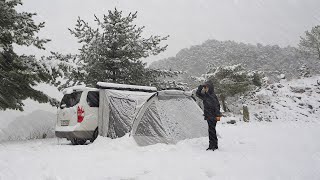 Camping for 48 hours at 800m above sea level in heavy snow. Isolation and escape camping.