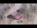 Aerial view of the damage caused by storms in parts of the US midwest