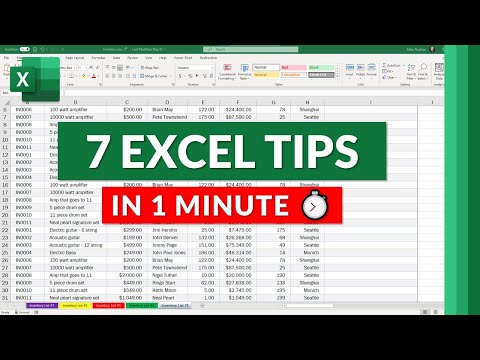 7 Microsoft Excel Tips in 1 minute  Learn useful MS Excel tricks quickly in 2021 #shorts