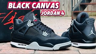 Kickwho godkiller BEST Jordan 4 Black Canvas!  Unboxing review \u0026 on foot!