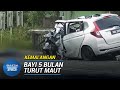 KEMALANGAN | 3 Maut Kereta Rempuh Tembok