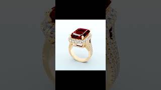 Ruby Emerald-Cut Gemstone Ring | Jewelry Video Animation 360°