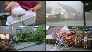 WOW EPIC BIG HAIL STONES -  Netherlands June 2016  -  Compilation