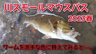 川スモールマウスバス　派手な色の方が良いのか！？