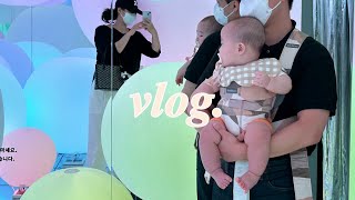 Vlog | 육아브이로그 | 6개월아기랑 첫 전시회👼🏻| 200일아기 | 여행 후 온가족 코로나 파티 | 도노도노 하이가드 멀티범퍼침대 | 생후 199-204일 육아일기