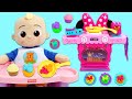 Cocomelon JJ Bakes Pretend Desserts In Minnie Mouse Oven!