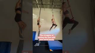 Struggles of getting at shot with your aerial bestie #shorts #aerialsilks