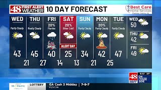 Cool with less wind Wednesday | First Alert Saturday for dangerous wind chills