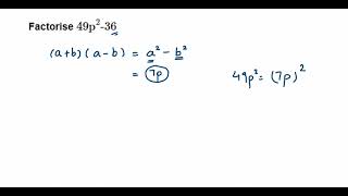 Factorise 49p²-36. Factorization class 8 Maths.