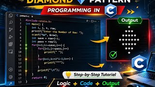 How to Print Diamond Pattern in C using VS Code | C Programming Tutorial 💎