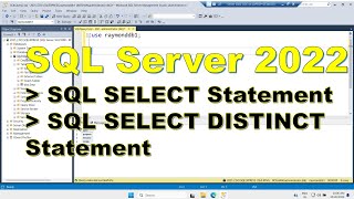 SQL Server 2022 Practice | SQL SELECT Statement and SQL SELECT DISTINCT Statement