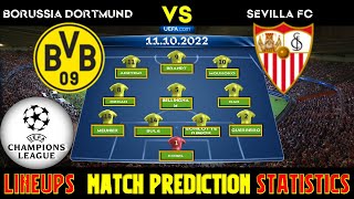 Borussia Dortmund vs Sevilla FC Lineups, Match Prediction and Statistics |  Champions League Table