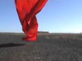 red fabric blowing in the wind