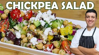 Healthy Mediterranean Chickpea Salad | Recipe by Lounging with Lenny