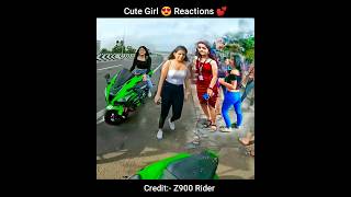 Cute Girl 😍 Reaction | Super Bike 🔥Zx10r @Z900Rider #shorts