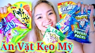 Trying American Candy | Thử Đồ Ăn Vặt Kẹo Mỹ ♡ BeeSweetiee