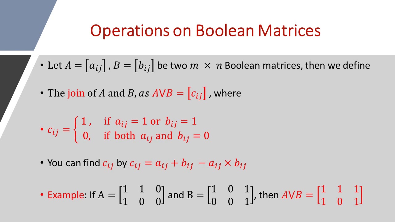 Section 1 5 Part B Boolean Matrices - YouTube