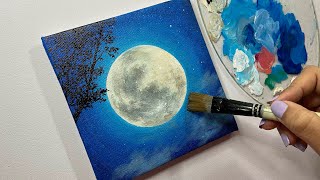 Easy Moon painting for beginners / acrylic painting tutorial step by step/ #72
