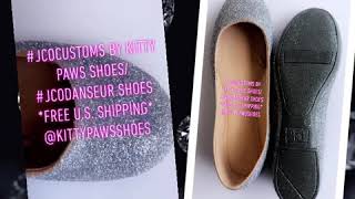 | CUSTOM SHOES | Women's Glittered Fine Silver Ballet Flats JCo.Danseur Shoes @kittypawsshoes