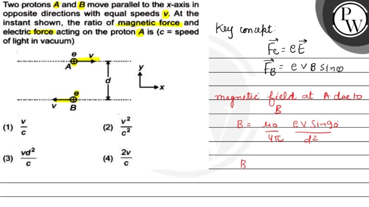 Two Protons \( A \) And \( B \) Move Parallel To The \( X \)-axis I ...