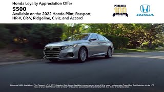 Honda Loyalty Appreciation Offer! $500 on Select Models! Washington DC MD Chantilly DC