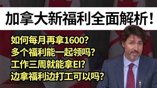 加拿大新福利全面解析，CERB后如何继续每个月领到1600？多个福利能一起领吗？工作三周就能拿EI？边拿福利边打工可以吗？