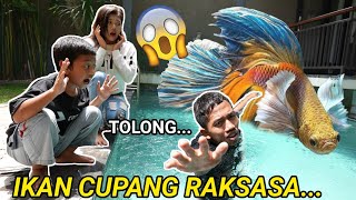 ASYIK BERENANG TIBA TIBA ADA IKAN CUPANG RAKSASA😱, ARIK JADI TAKUT! | Mikael TubeHD