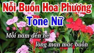 Karaoke Nỗi Buồn Hoa Phượng Tone Nữ ( Mi Thứ ) Nhạc Sống Rumba