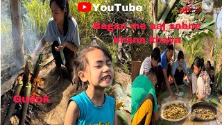 Flower Broom Cutting, Cooking Pork Gudok \u0026 Banana Blossom Godok \u0026 Eating, Village LifeStyle Tripura