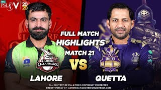 Lahore Qalandars Vs Quetta Gladiators | Full Match Highlights | Match 21 | HBL PSL 5 | 2020 | MB1