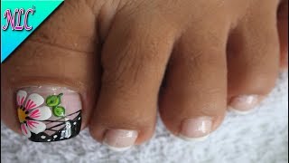 Diseno De Unas Para Pies Flor Principiantes Muy Facil Flowers Nail