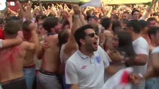 Fresh beers go flying as England fans celebrate Alli goal