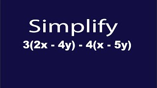 simplify = 3(2x - 4y) - 4(x - 5y).