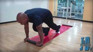 J and D Fitnessd Group demonstrates Conditioning using the slide board