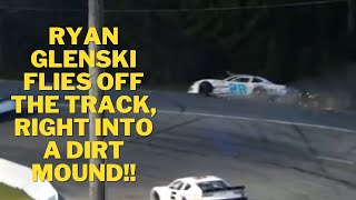 LMSC Driver Ryan Glenski Flies Off Track Into Dirt Mound At Florence Motor Speedway