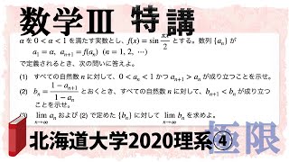 北海道大学2020理系第4問でじっくり学ぶ（数学III特講・極限⑩）