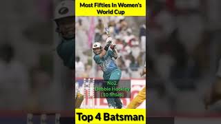 Most Fifties In Women's World Cup 🏆 Top 4 Batsman 🔥 #shorts #cricketshorts